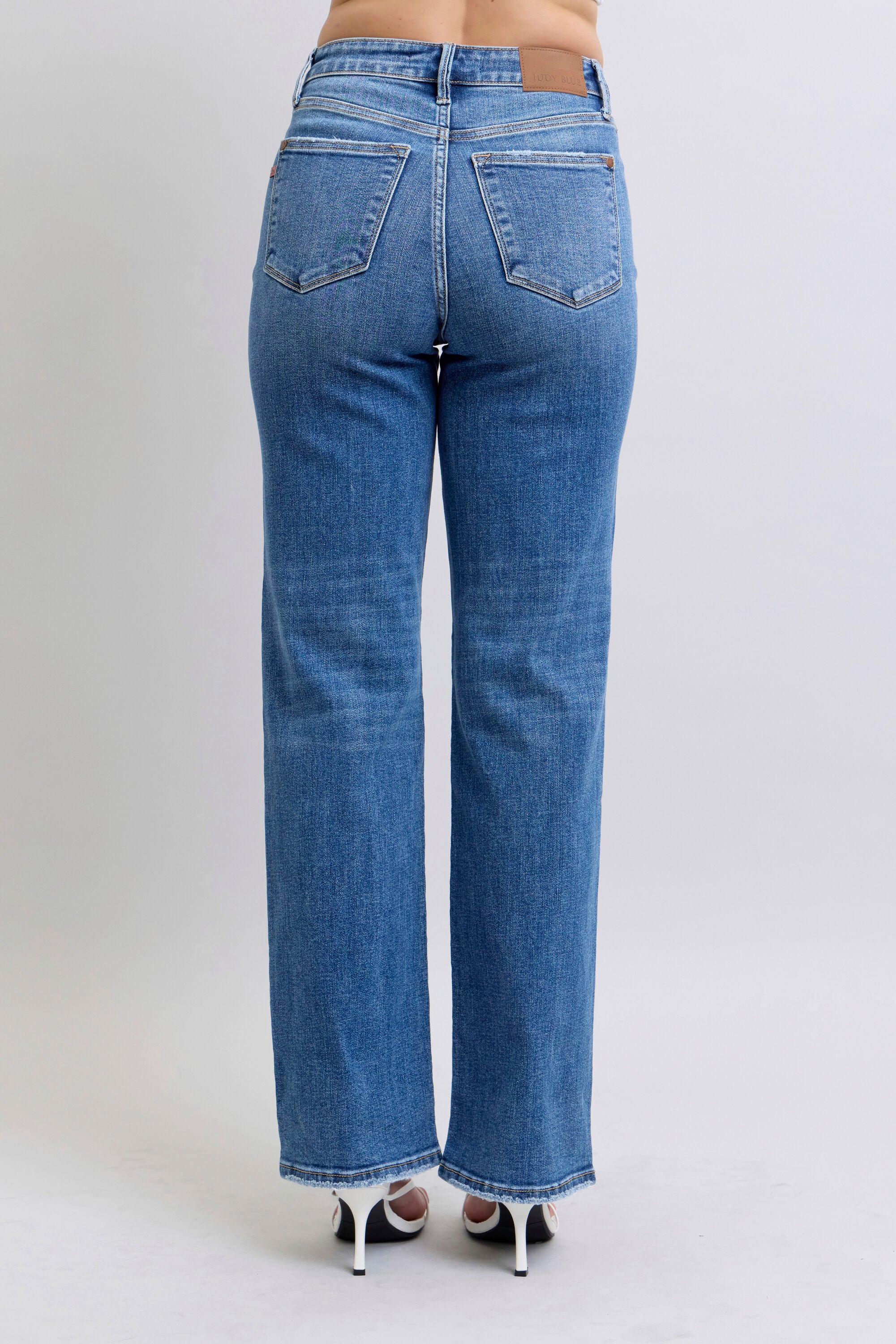 Judy Blue High Waist V-Front Vintage Wash Straight Denim Jeans