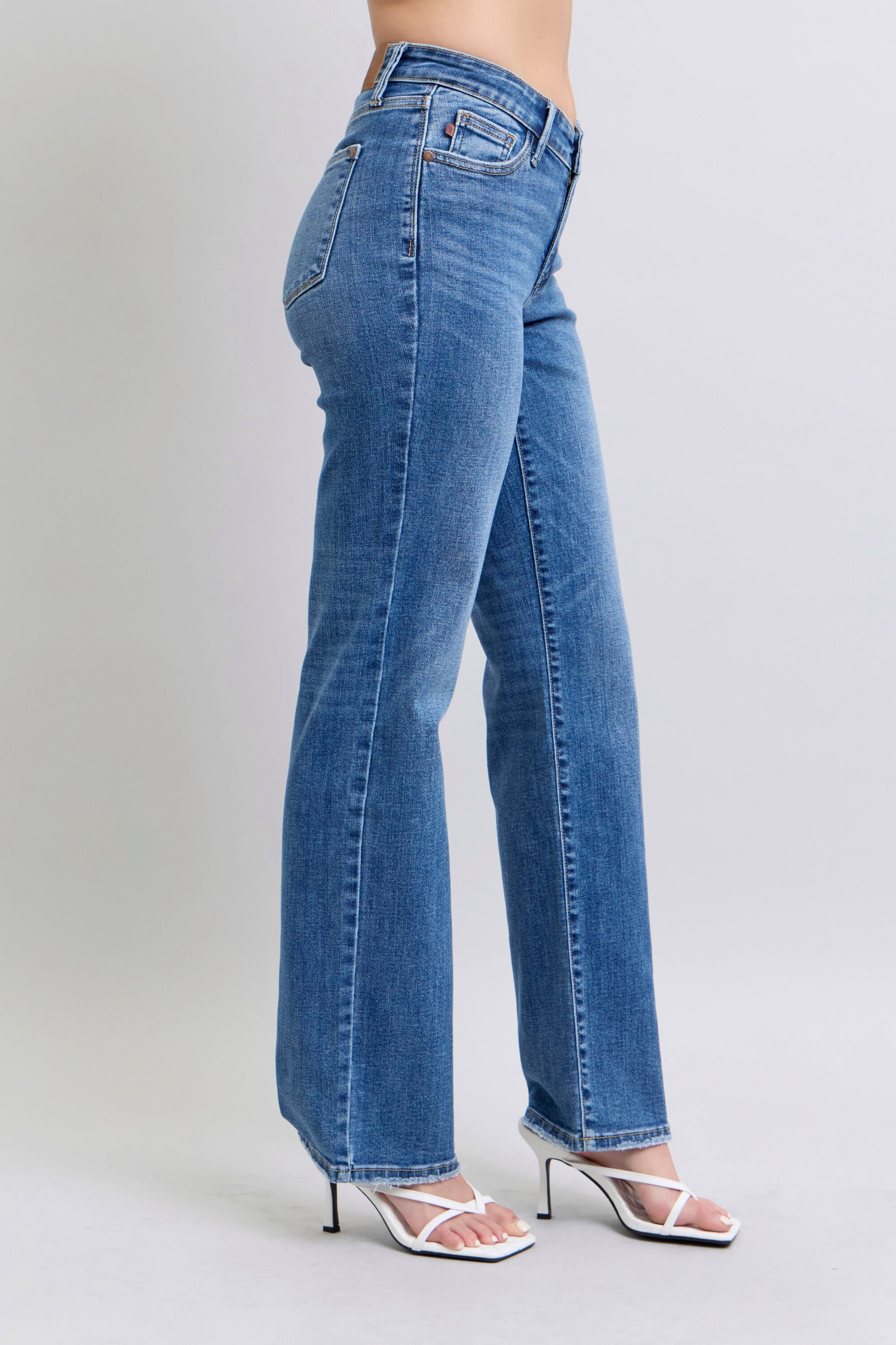Judy Blue High Waist V-Front Vintage Wash Straight Denim Jeans