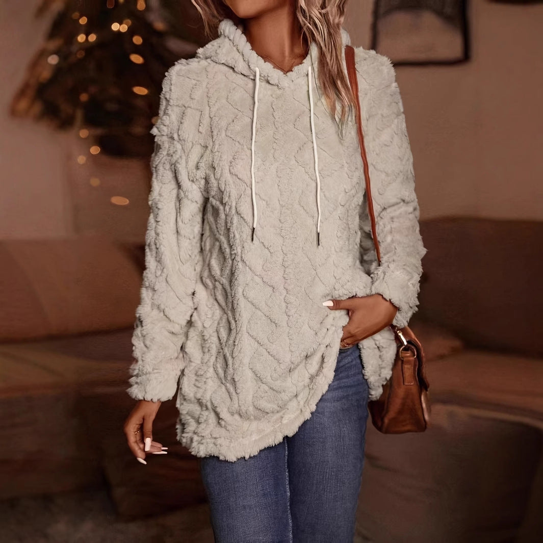 Solid Color Long Sleeve Hooded Pullover