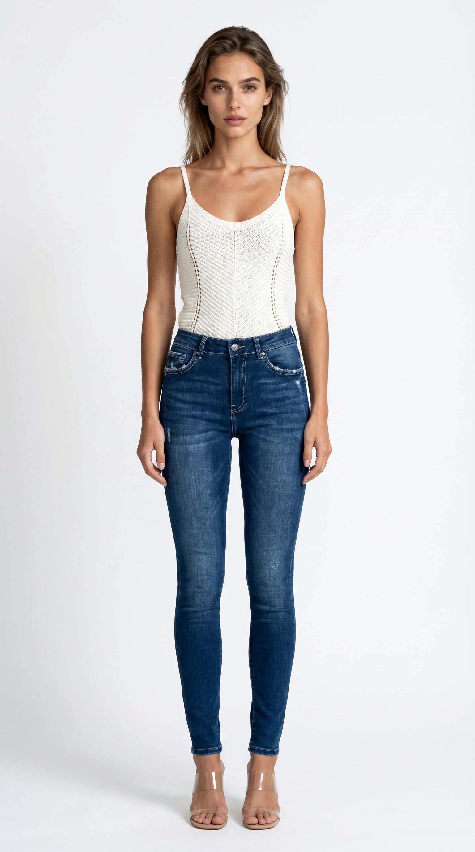 Simply You & Co Mid Rise Destroy Skinny Jeans