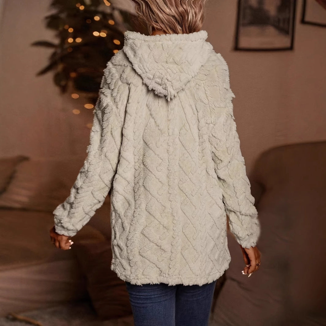 Solid Color Long Sleeve Hooded Pullover