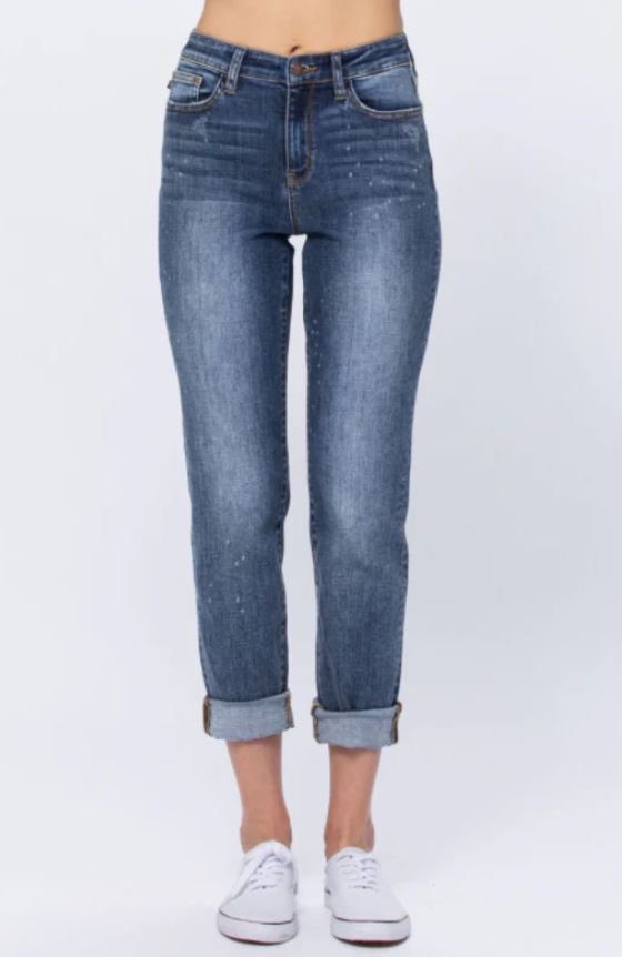 Judy Blue Bleach Splash Boyfriend Jeans