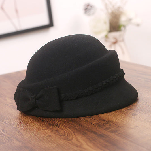 Elegant Bow Beret Wool Top Hat