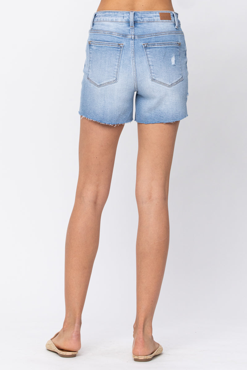 Judy Blue High Waist Destroyed Raw Hem Shorts