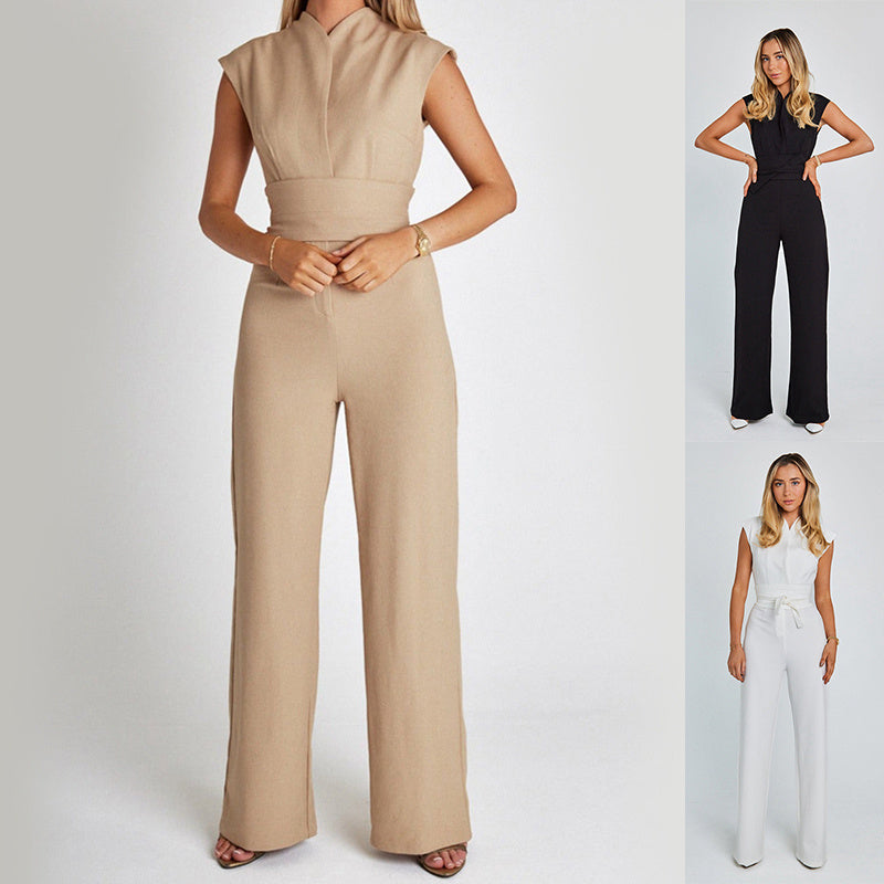 V-neck Sleeveless Jumpsuit