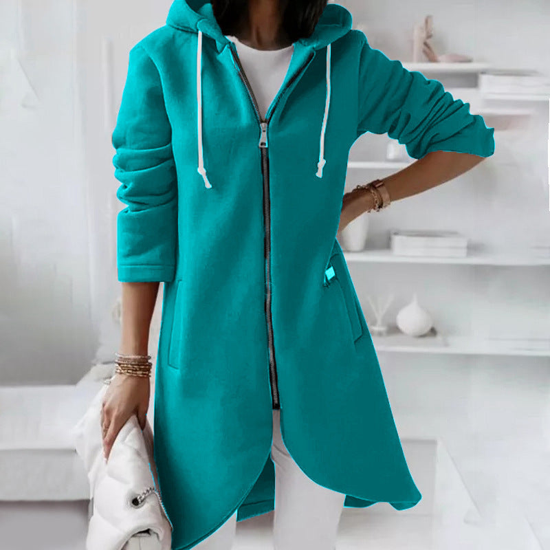 Zipper Hooded Long Sleeve Jacket