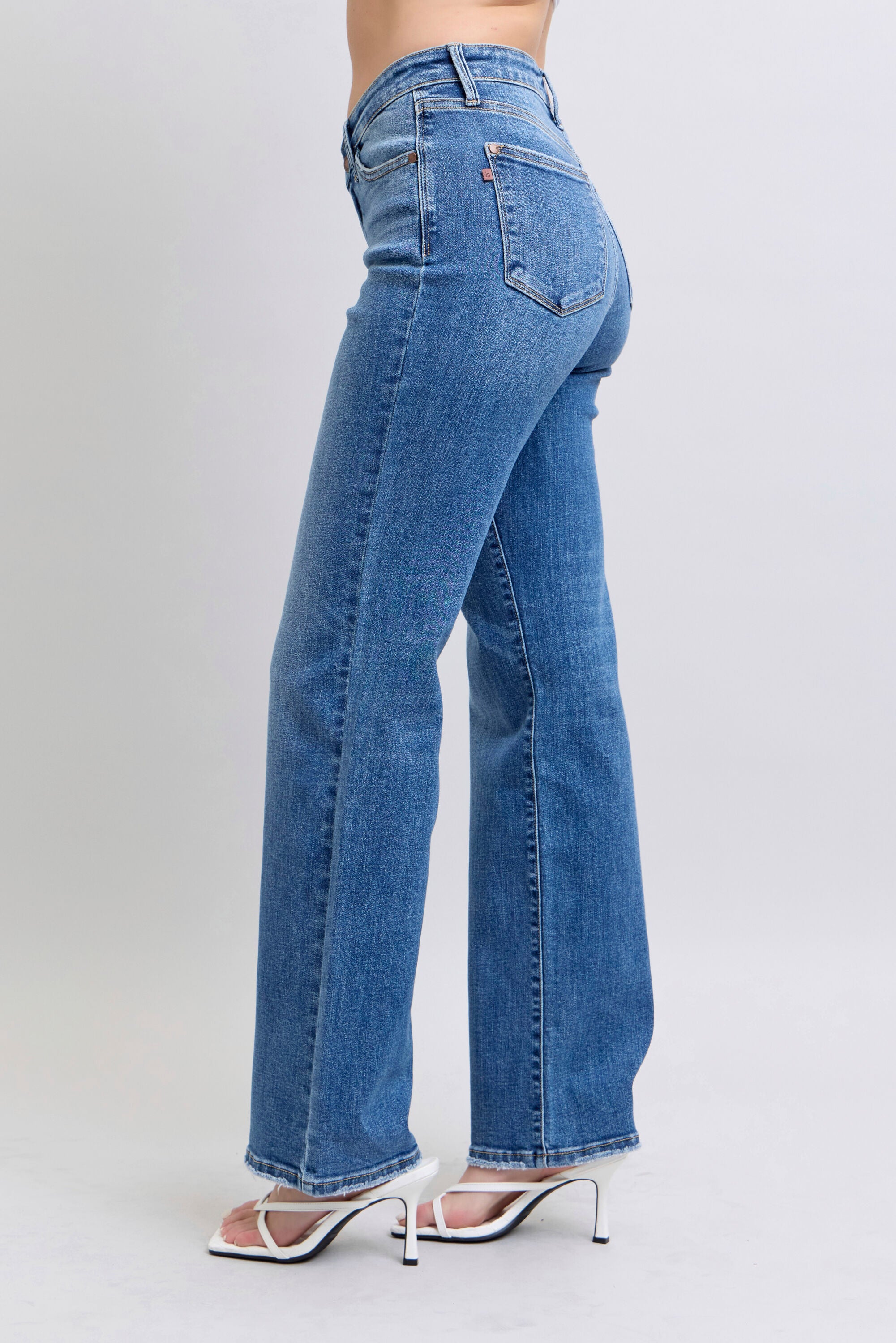 Judy Blue High Waist V-Front Vintage Wash Straight Denim Jeans