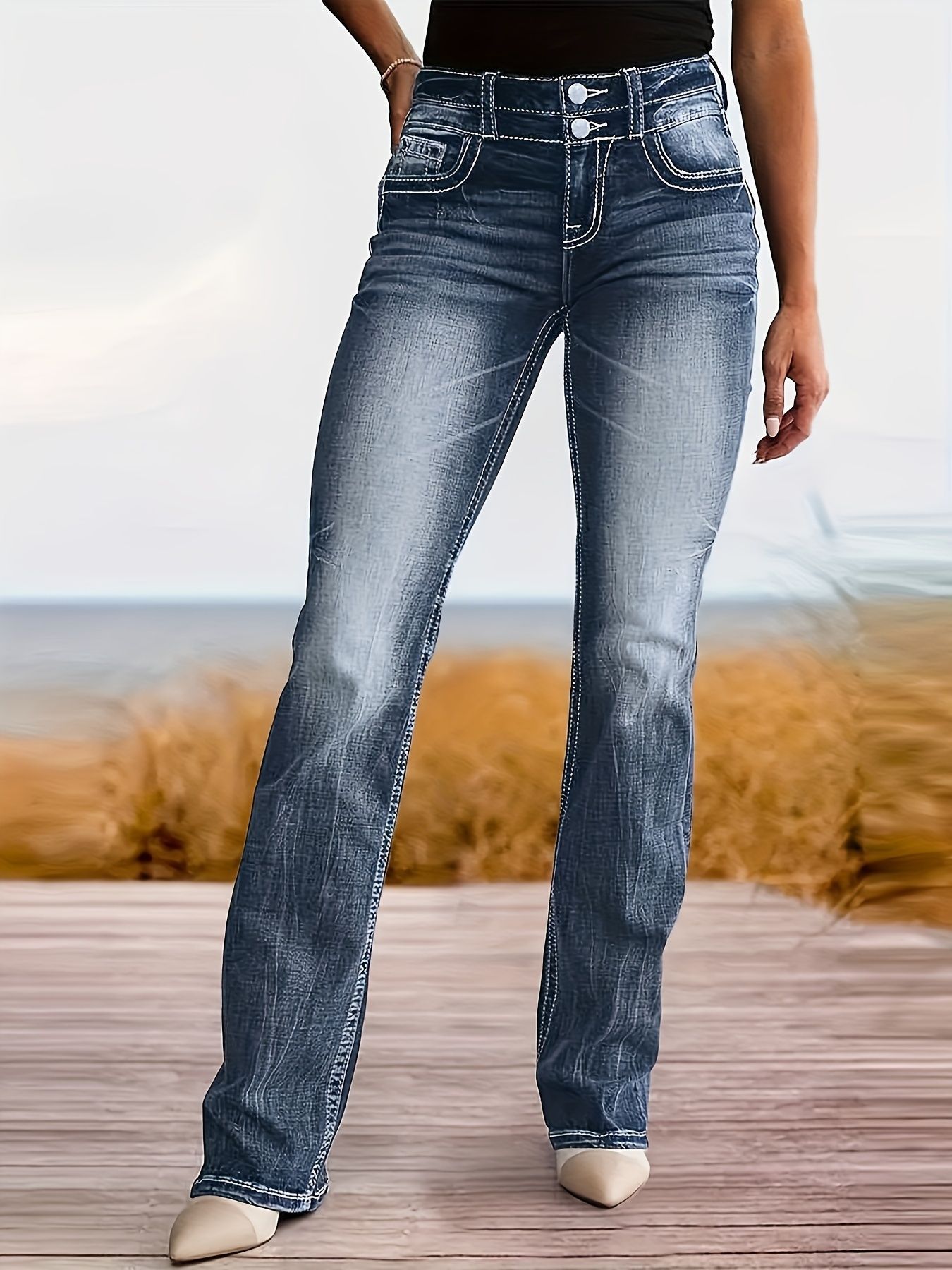 High Waist Straight Slim Fit Slimming Versatile Jeans