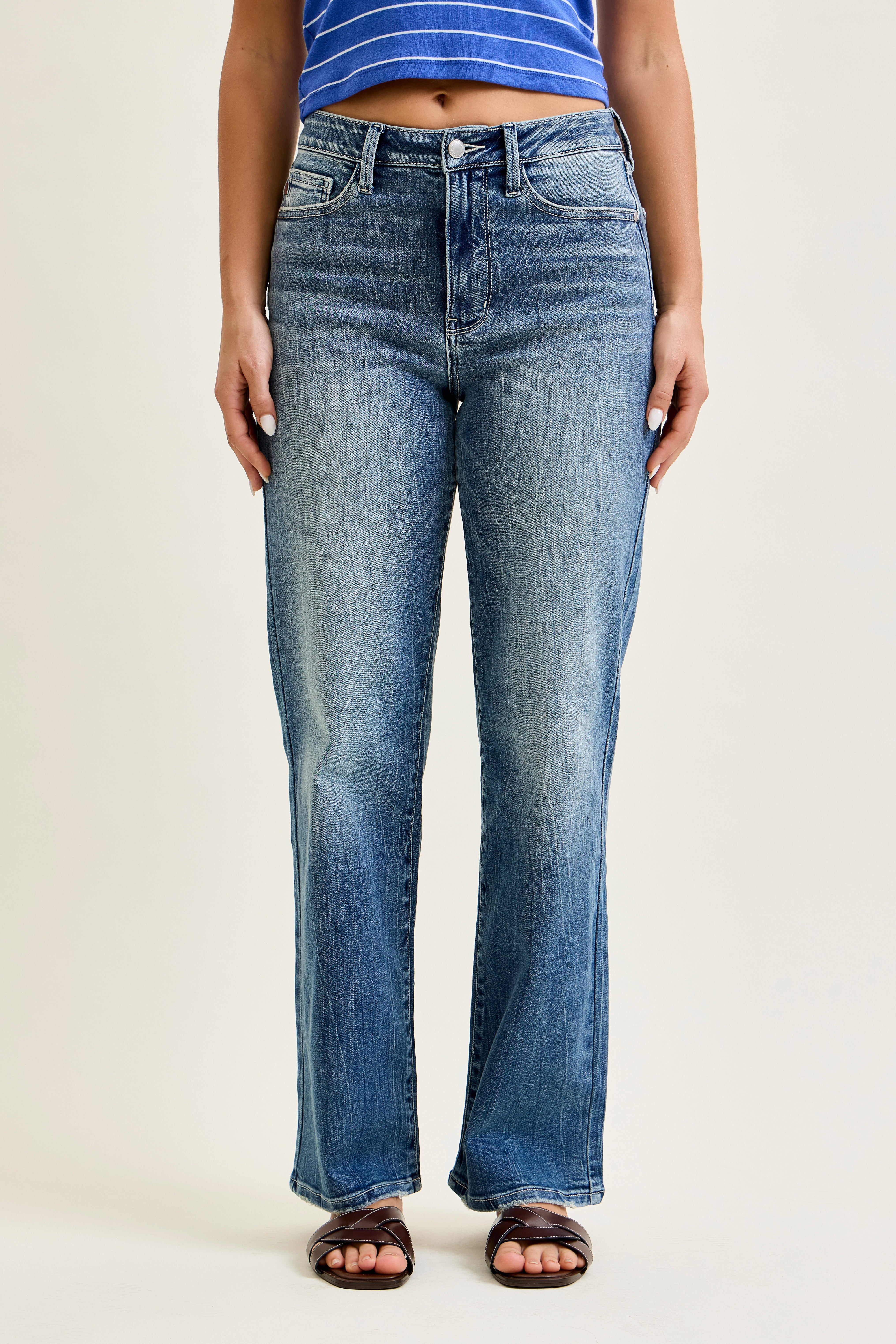 Judy Blue Mid Rise Straight Denim Jeans