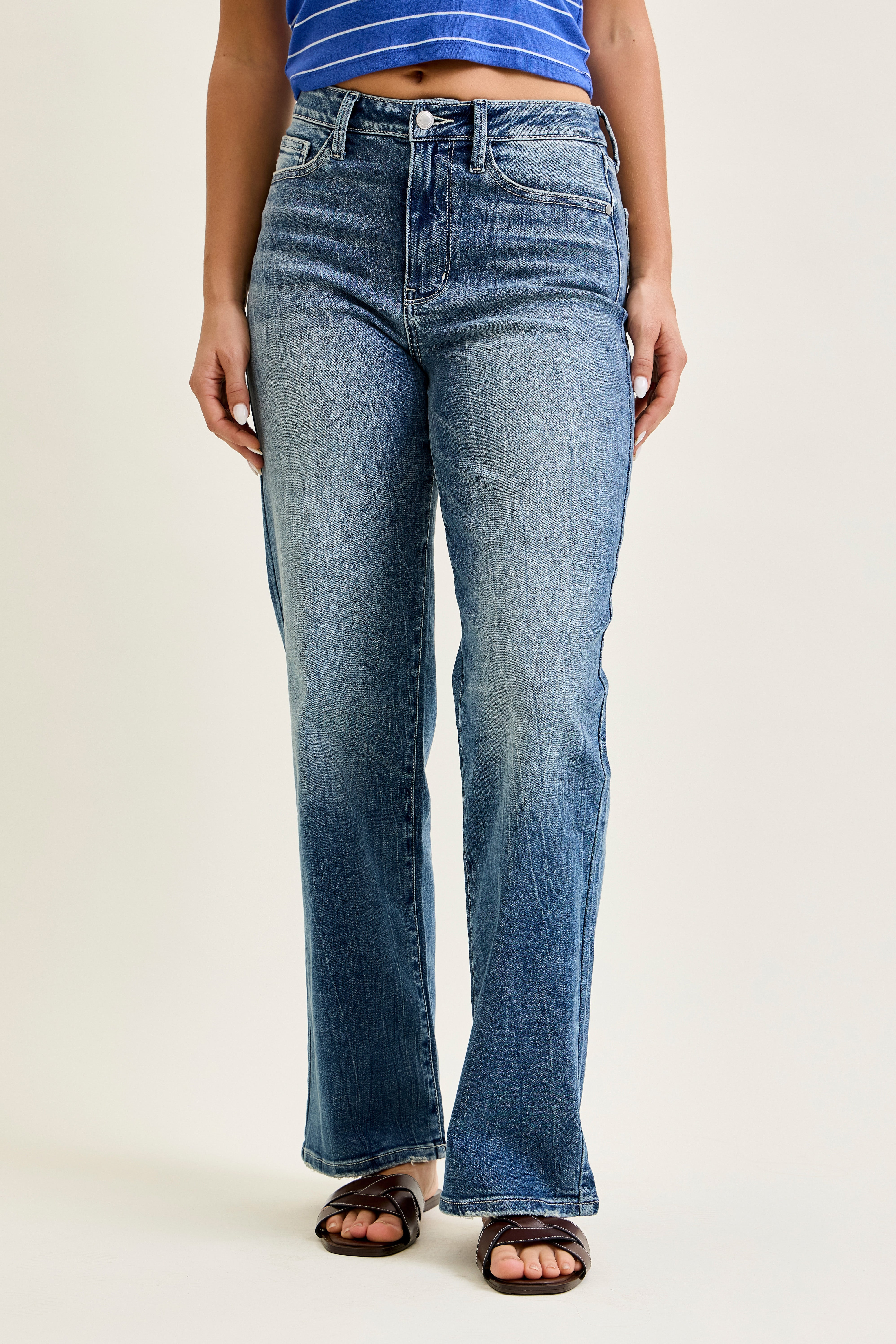 Judy Blue Mid Rise Straight Denim Jeans