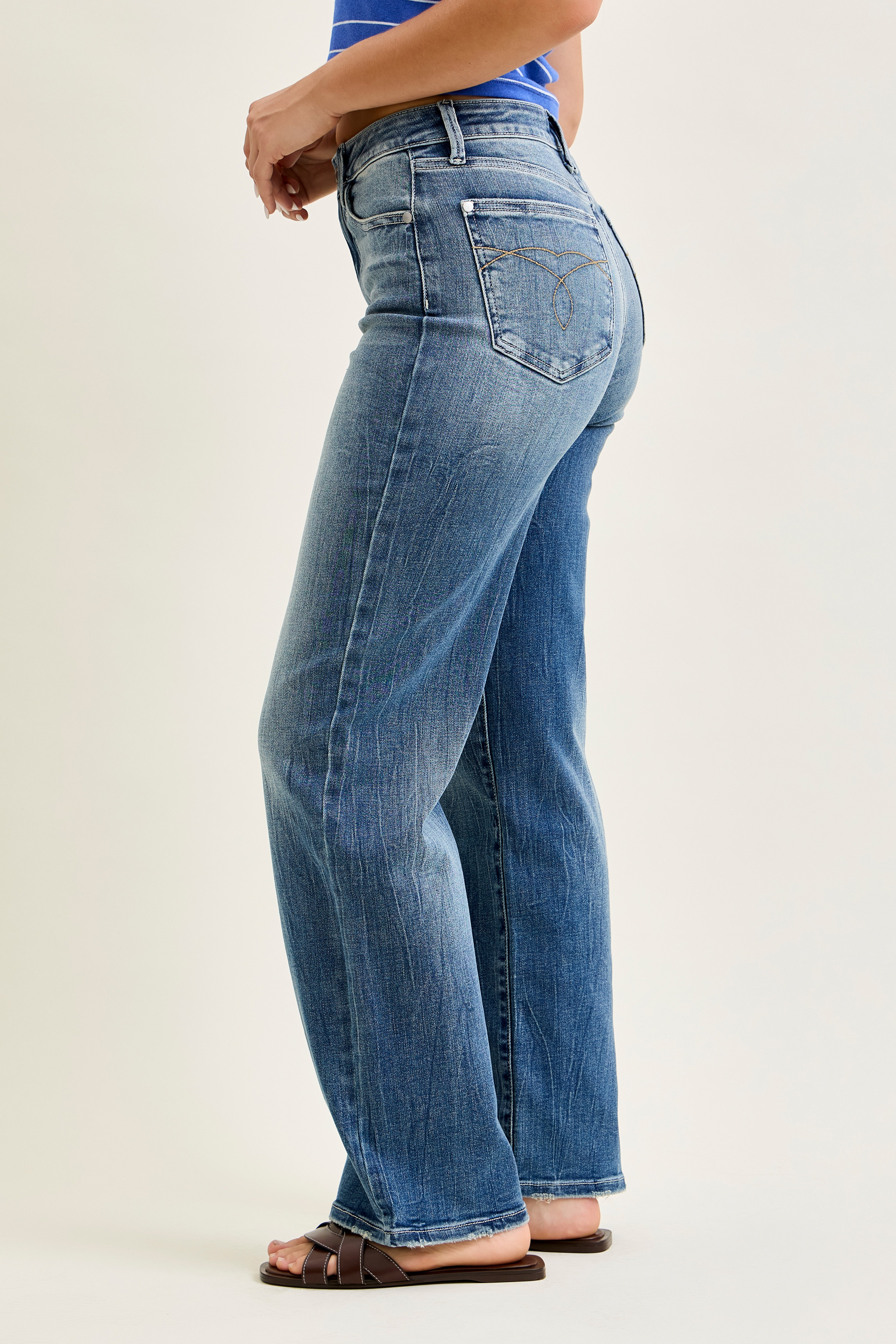 Judy Blue Mid Rise Straight Denim Jeans