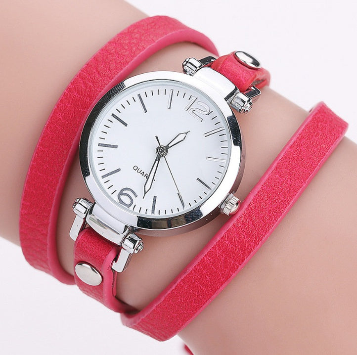 Circle Bracelet Watch PU Strap Simple Alloy Small Dial