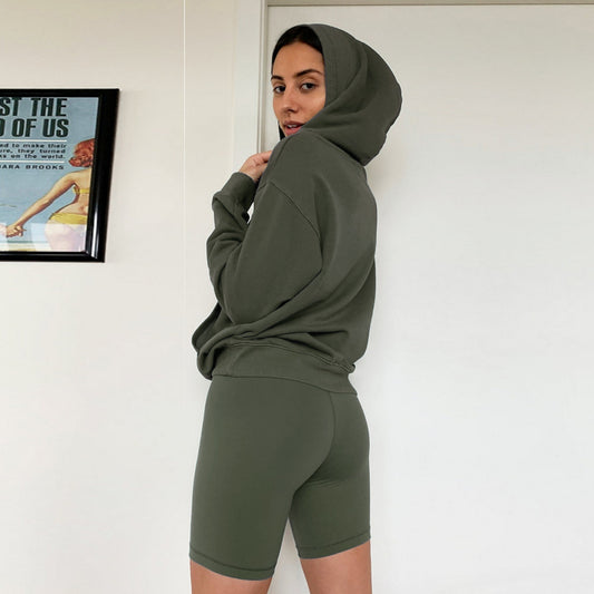 Loose sweatshirt shorts sports two-piece set