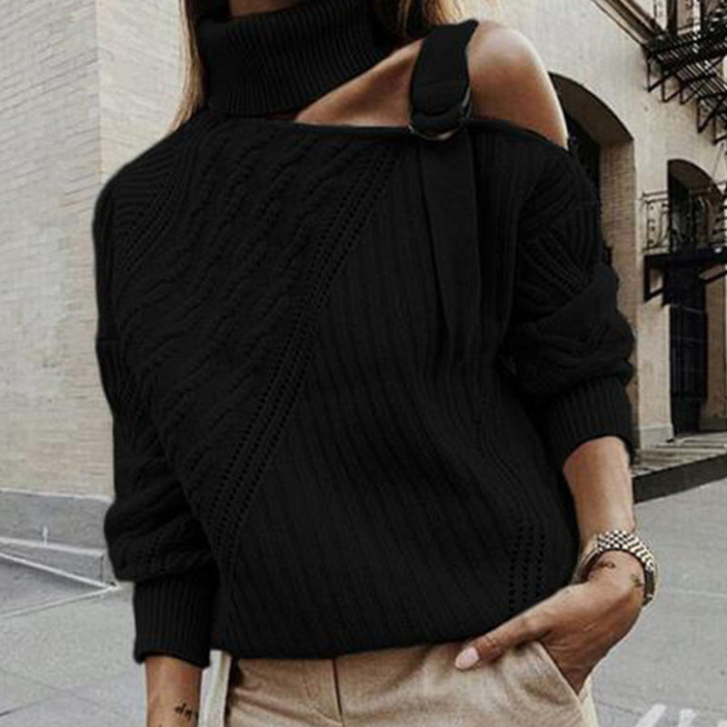 Off Shoulder Stitched Sweater