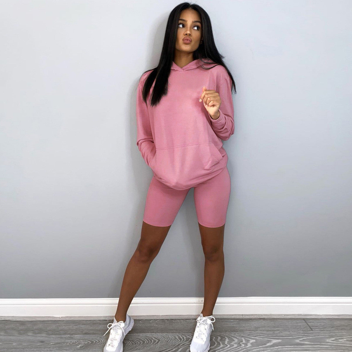 Loose sweatshirt shorts sports two-piece set