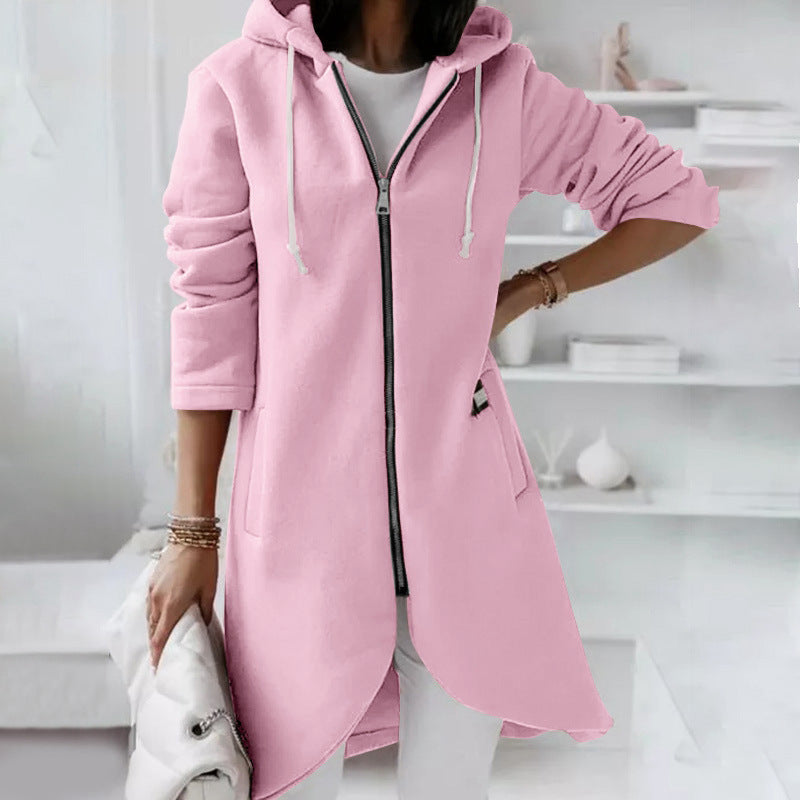 Zipper Hooded Long Sleeve Jacket