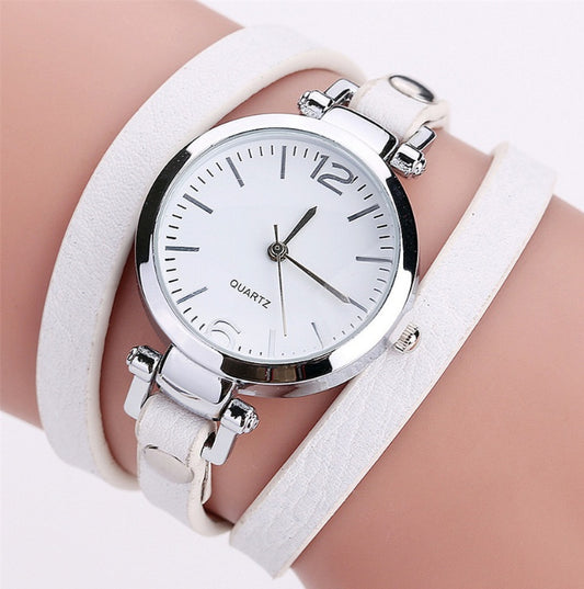 Circle Bracelet Watch PU Strap Simple Alloy Small Dial