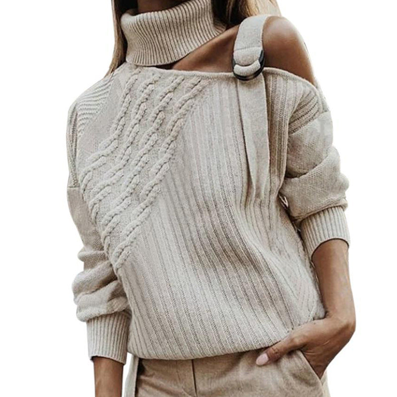 Off Shoulder Stitched Sweater