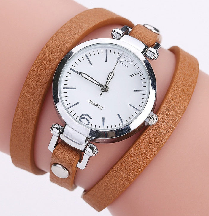 Circle Bracelet Watch PU Strap Simple Alloy Small Dial