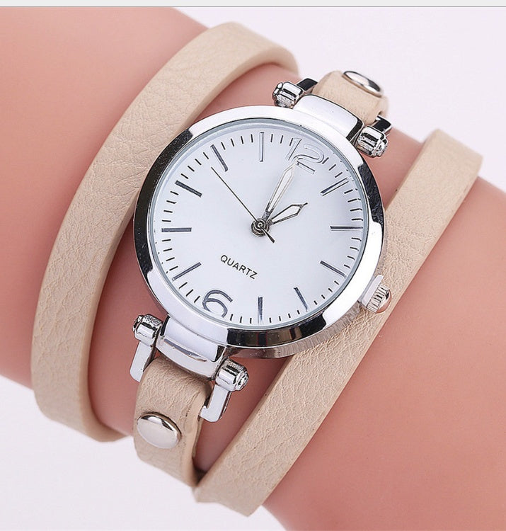 Circle Bracelet Watch PU Strap Simple Alloy Small Dial