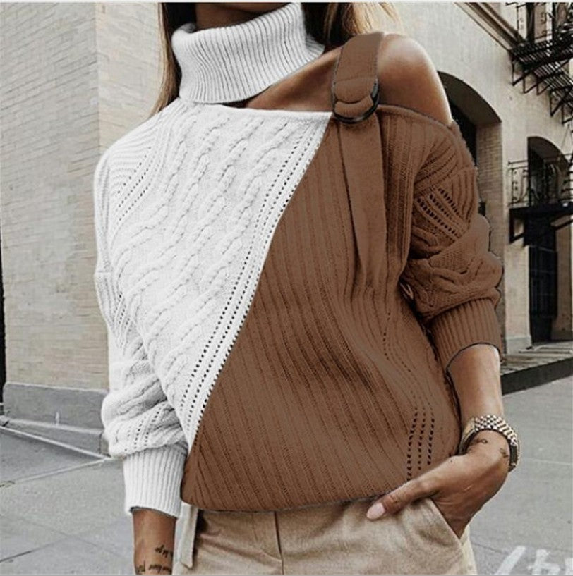 Off Shoulder Stitched Sweater