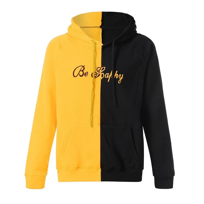 BE HAPPY smiley print hoodie