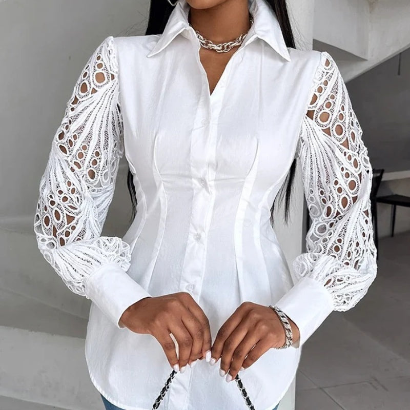 Lace Stitching Long-sleeved Shirt