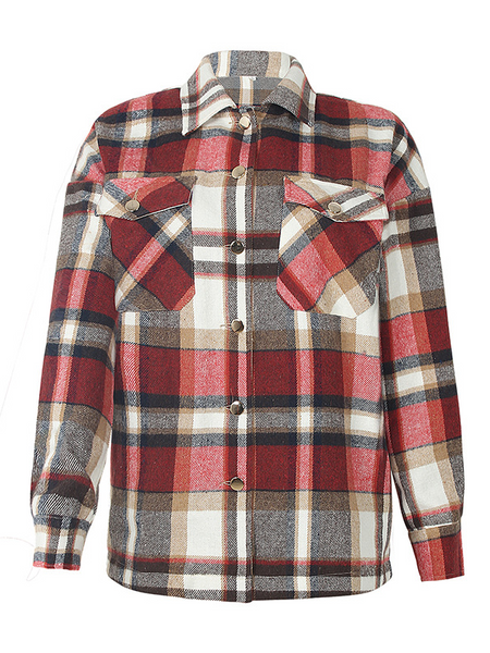 Plaid Long Sleeves Casual Coat