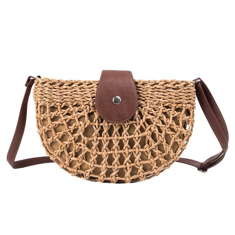 One-Shoulder Messenger Straw Bag Saddle Bag