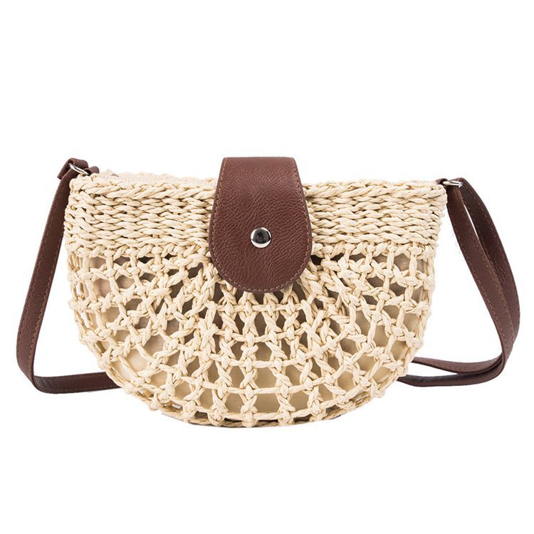 One-Shoulder Messenger Straw Bag Saddle Bag