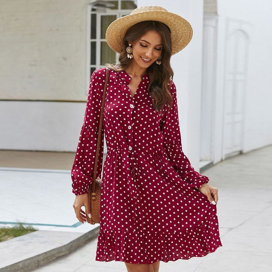 Long Sleeve Polka Dot Dress