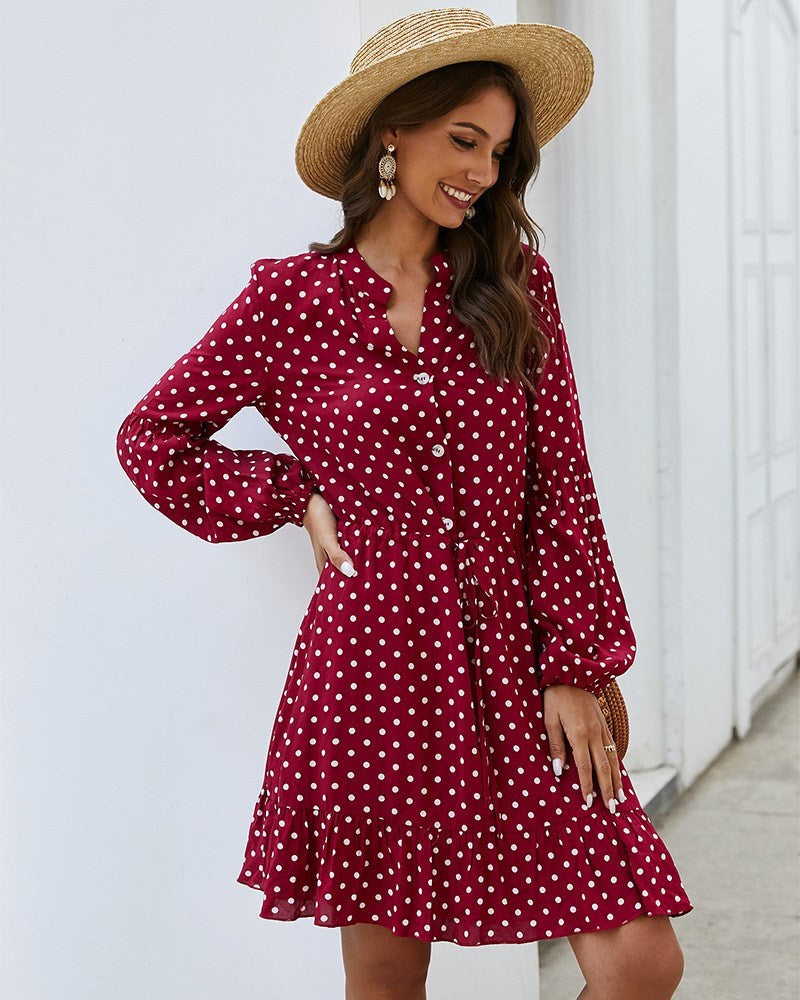 Long Sleeve Polka Dot Dress