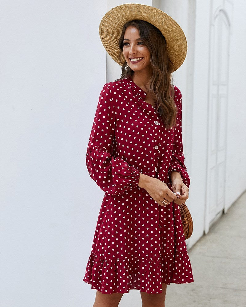 Long Sleeve Polka Dot Dress