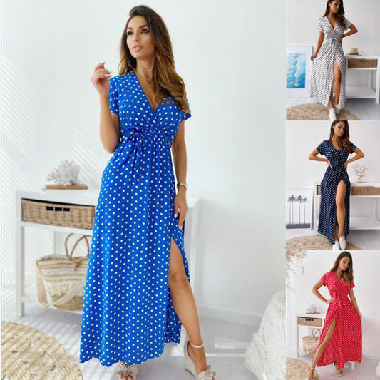 Printed Polka Dot Long Dress