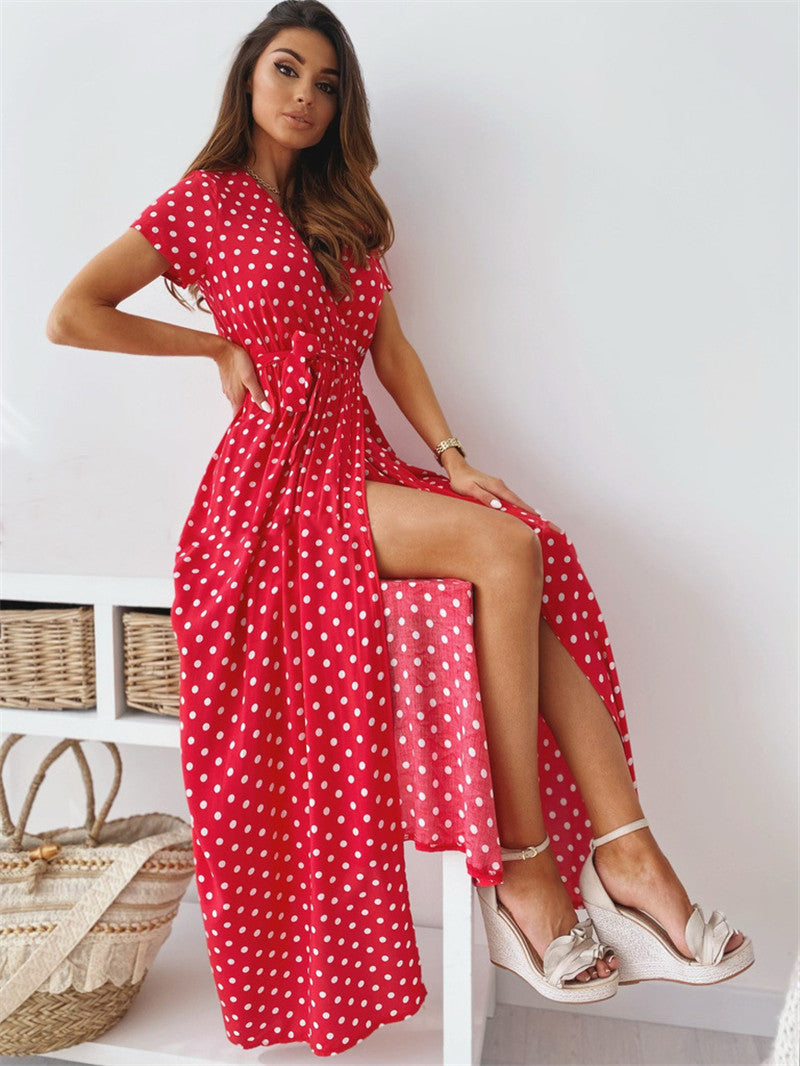 Printed Polka Dot Long Dress