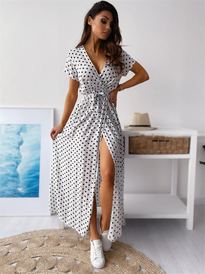 Printed Polka Dot Long Dress