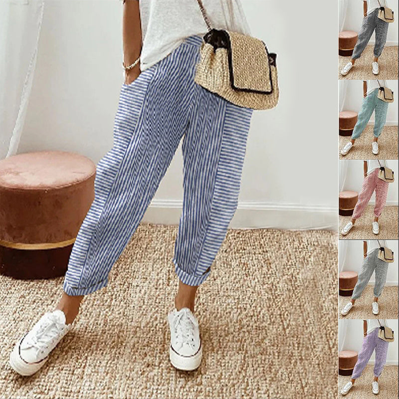 Striped Print Casual Loose Pants