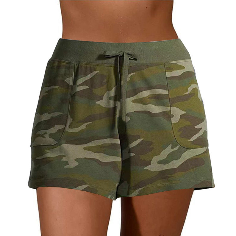 Camouflage Sports Lace-Up Shorts