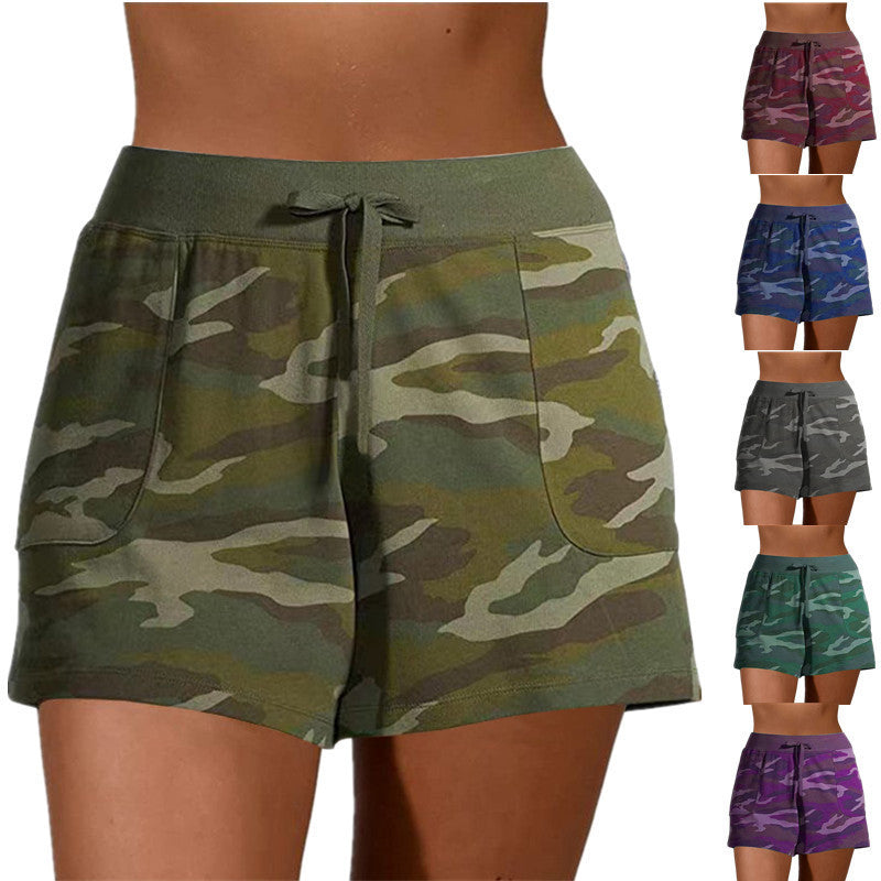 Camouflage Sports Lace-Up Shorts