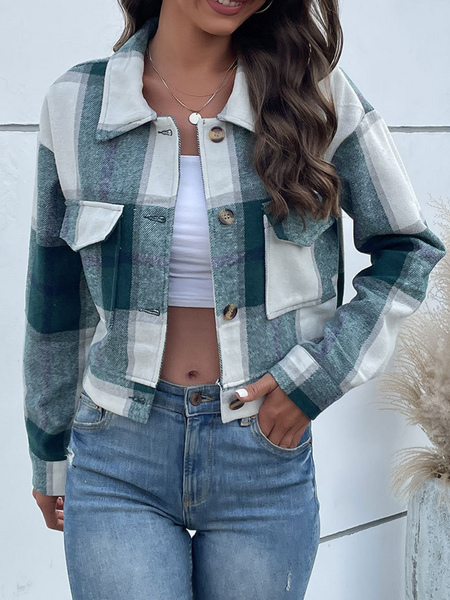 Short Plaid Cardigan Retro Jacket