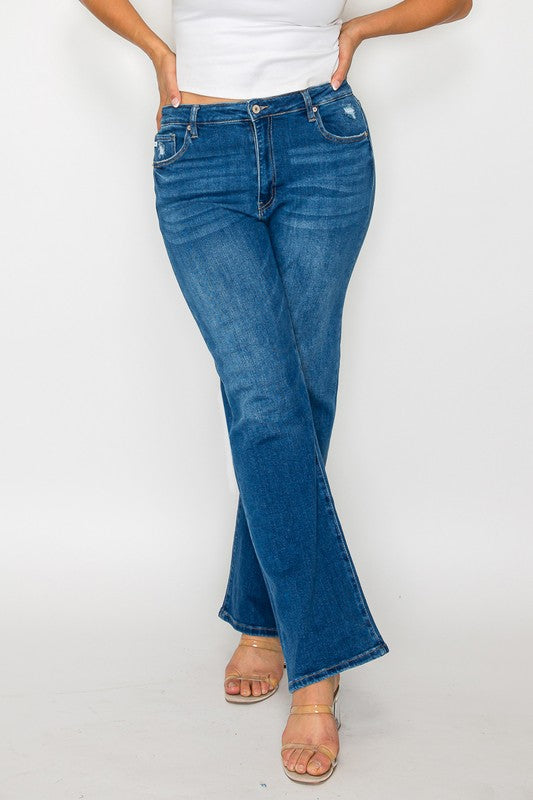 bytos Full Size Cat's Whiskers High Rise Straight Jeans