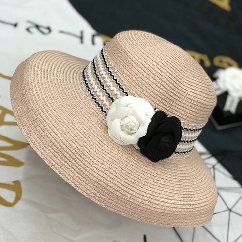 Camellia Retro Elegant Sunshade Straw Hat