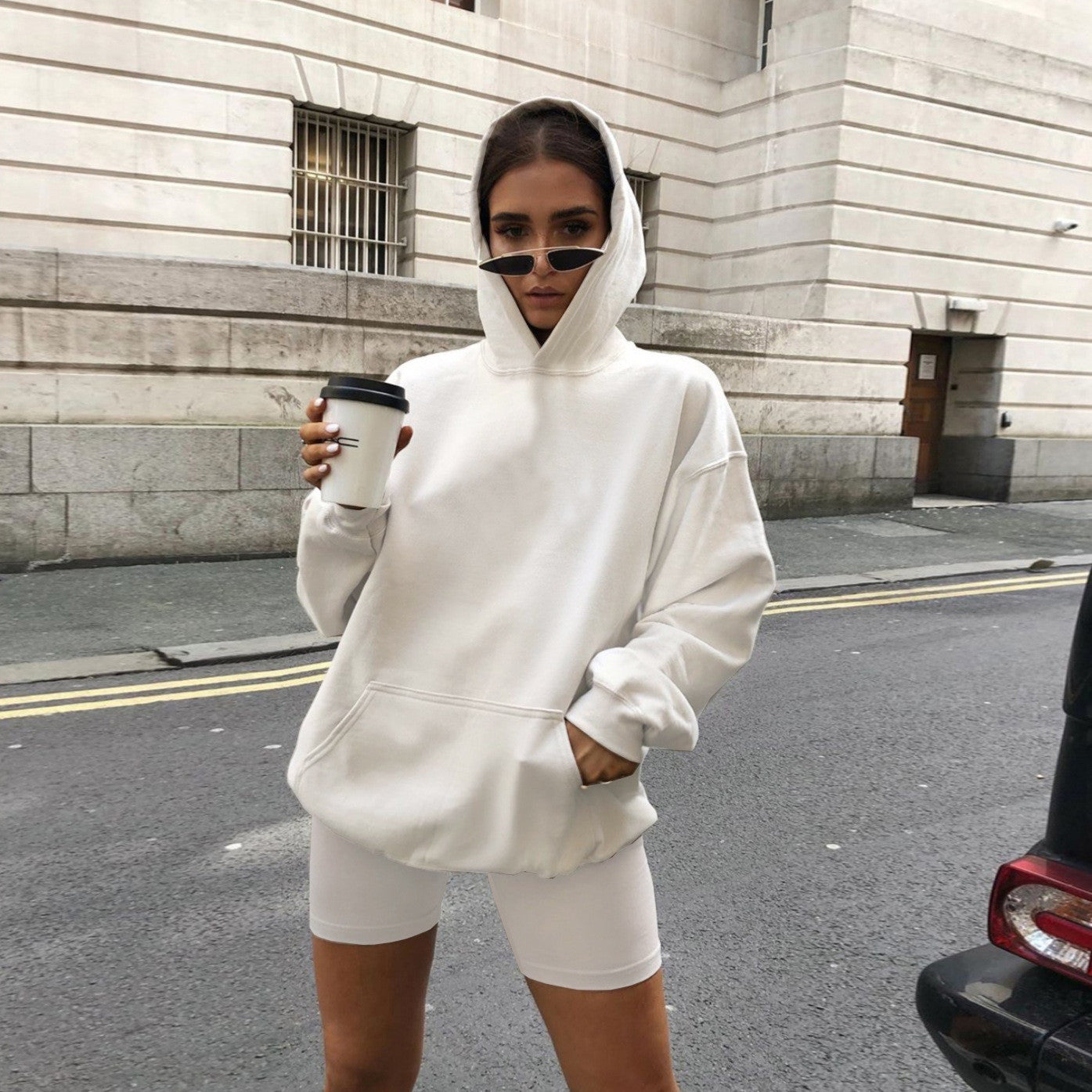 Loose sweatshirt shorts sports two-piece set