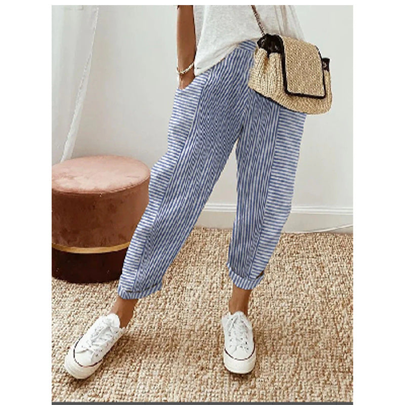 Striped Print Casual Loose Pants