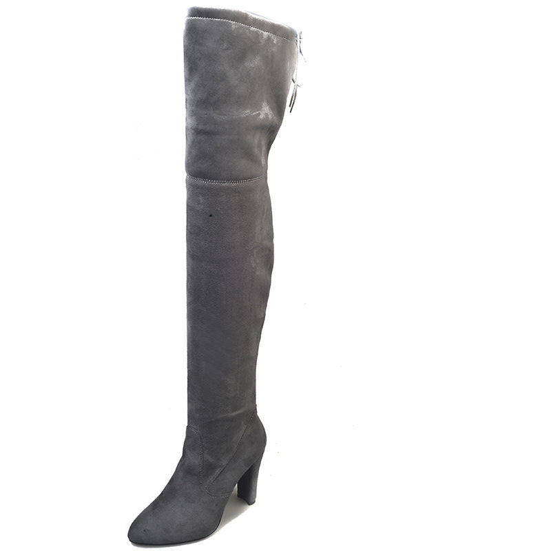 Pointed Thick Heel Over The Knee Boots Stretch Boots