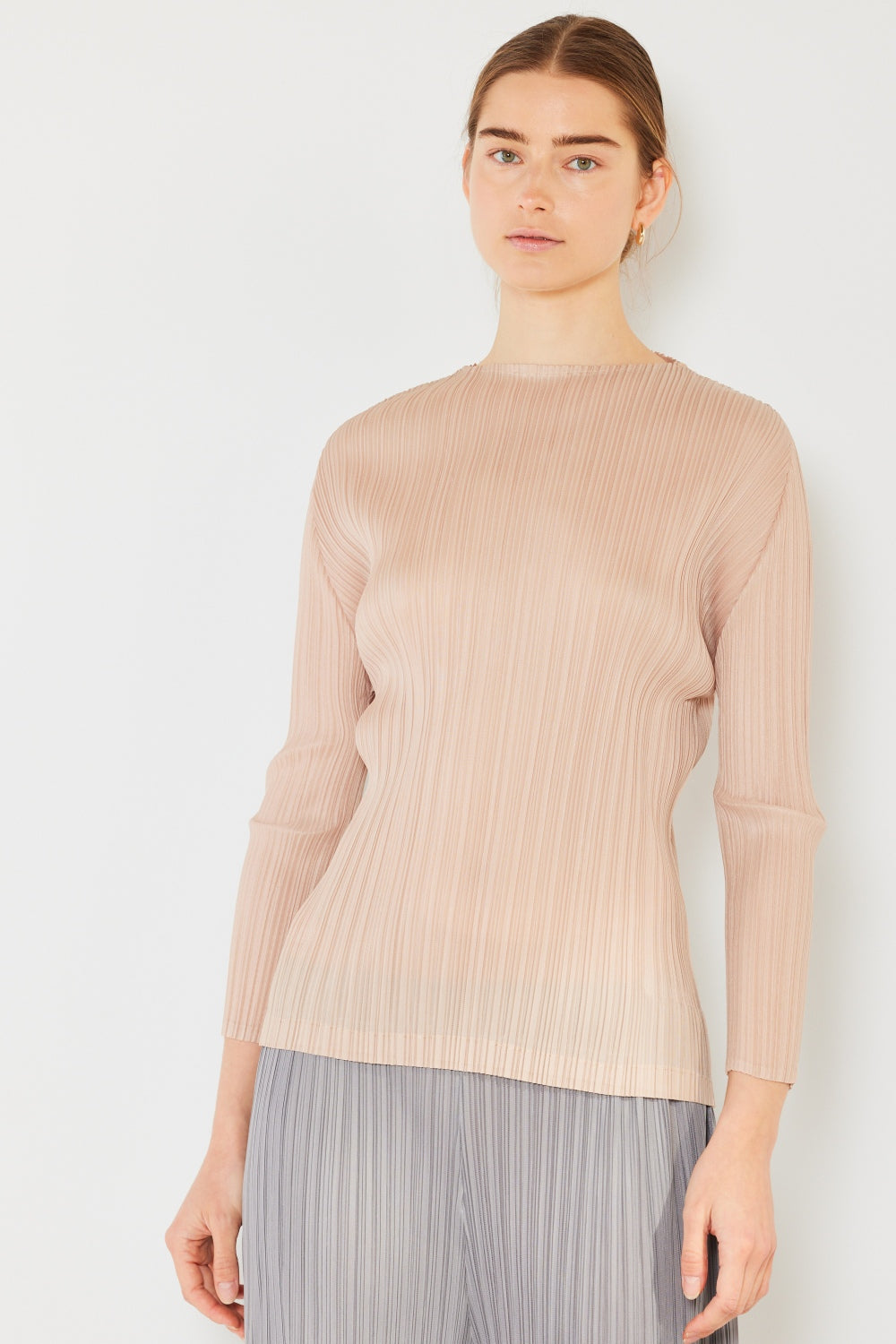 Marina West Swim Pleated Long Sleeve Boatneck Top