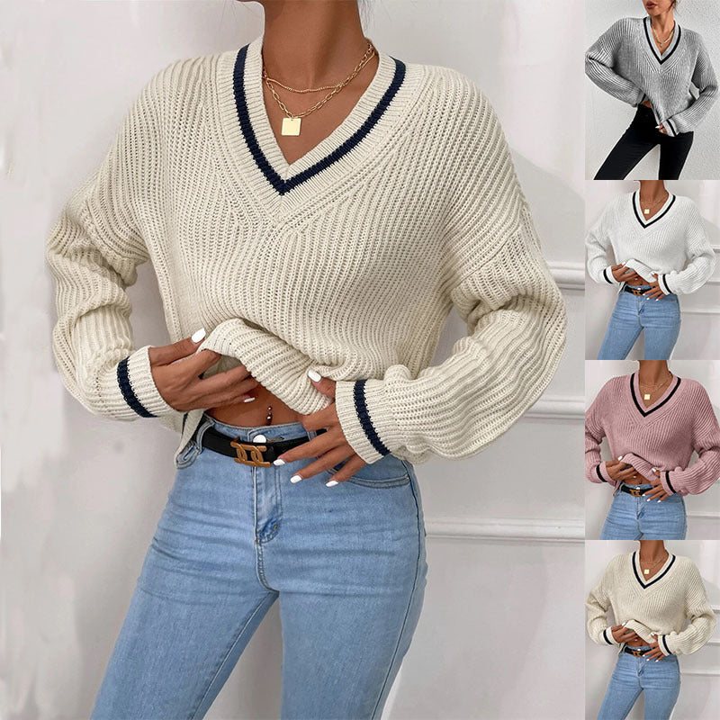 Cable Knit V Neck Sweaters