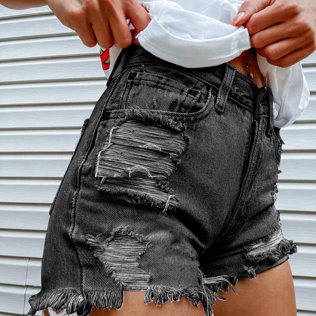 Printed Denim Shorts