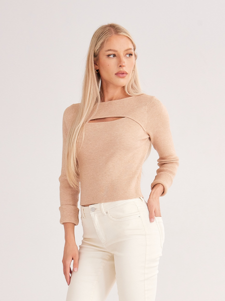 Cut Out Long-sleeved Knitted Top