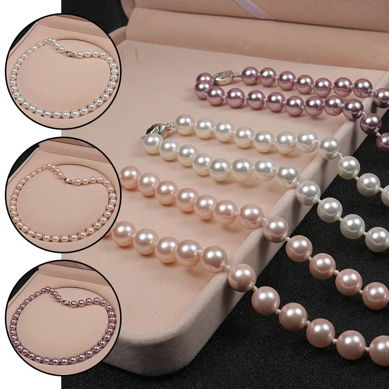 Women's Elegant Round Shell Pearl Necklace